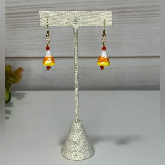 Handmade Candy Corn Earrings - Picture 2 of 8
